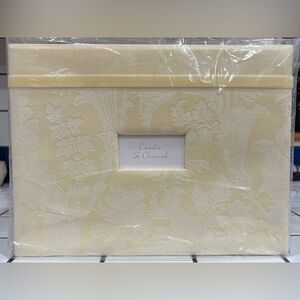 NEW Hallmark Elegant Cream Embossed Wedding or Baby Shower Keepsake Card Box